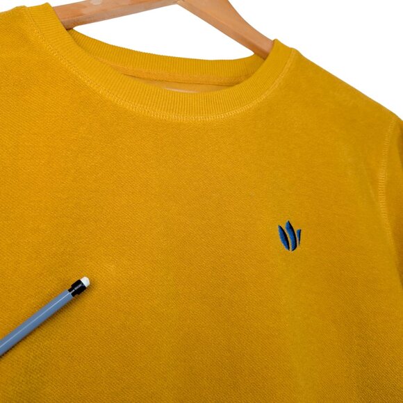 Dutch Bros Mens Sweatshirt Medium Yellow Crewneck Cotton Logo Embroidered - Picture 8 of 8